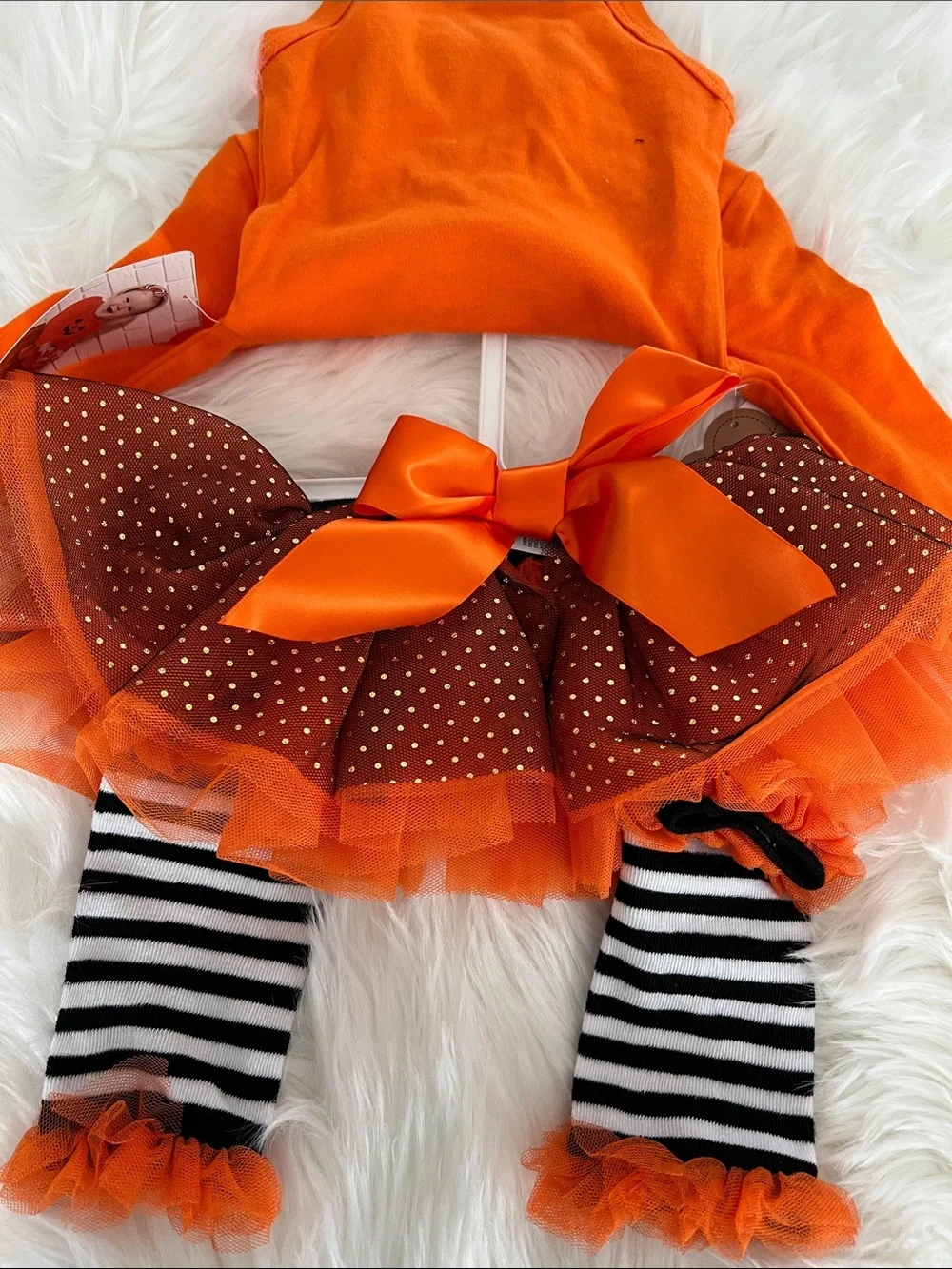 Orange 4 PC  Pumpkin Jack-O'-Lantern Costume 6 Months